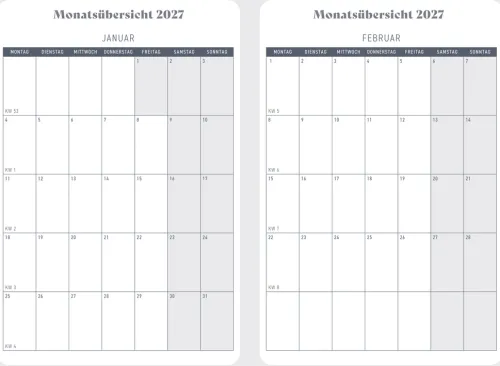 Coppenrath Geburtstagskalender-Wochenkalender 2027 - Green